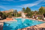 The Nepenthe Complex has a seasonal community pool with beautiful red rock views